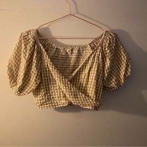 Linen Gingham Crop Top